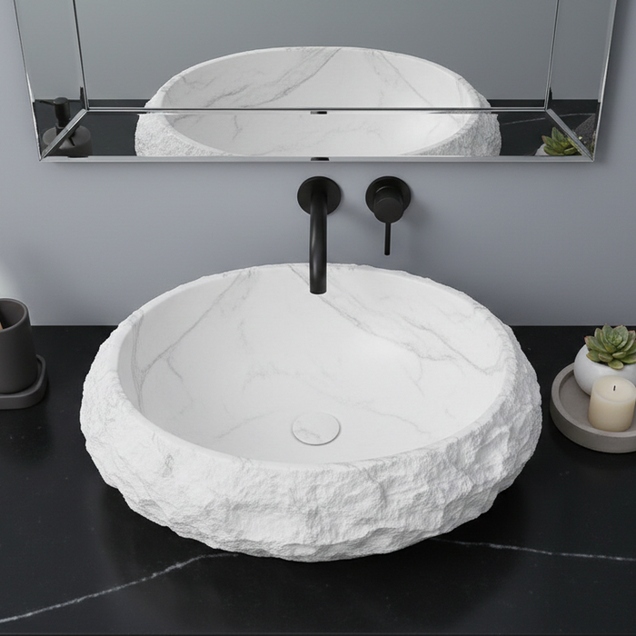 Modern Home Accent Countertop Wash Basin – Matt Artificial Stone Basin | 500×390×150 mm