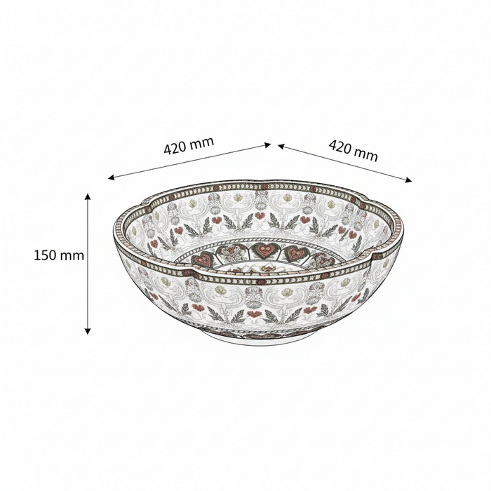 Bassino Designer Table Top Wash Basin– 16.5 × 16.5 × 6 Inches | Imported Luxury Basin