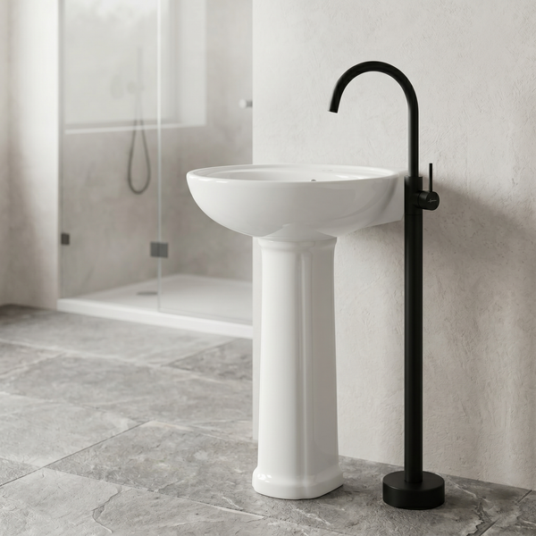 Bassino Free Standing Basin Mixer Tap –  Floor Mounted Faucet for Pedestal Basins