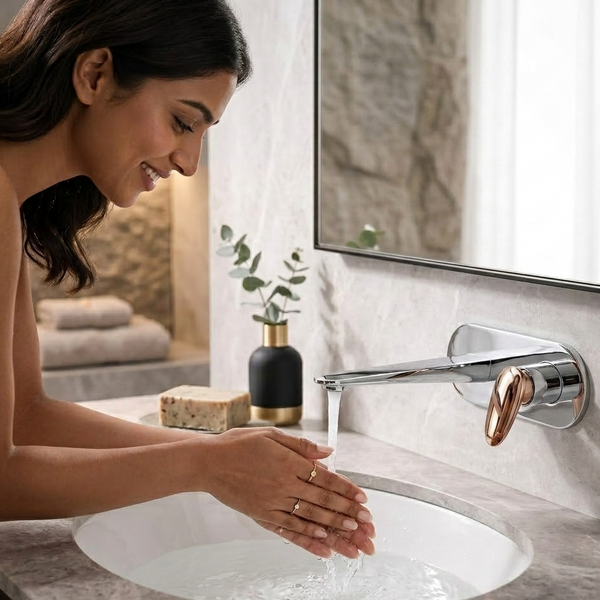 Bassino Wall-Mounted Basin Mixer Faucet – Chrome Rose Gold 5 Years Warranty