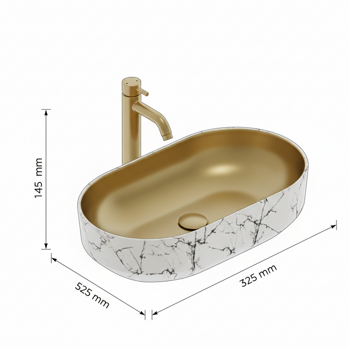Bassino Designer Table Top Wash Basin 22 × 13 × 5.5 Inches | Dual Color Imported Basin