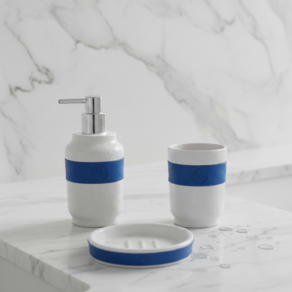 Ceramic Bathroom Set – 3-Piece Premium Bath Accessory Set White