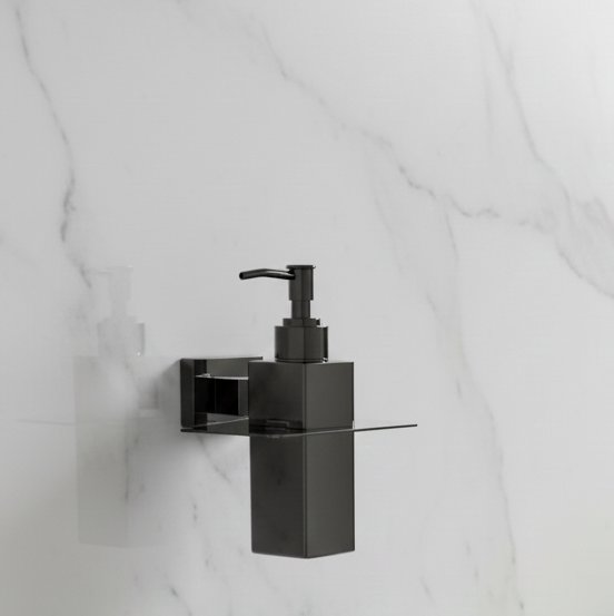 BASSINO Stylish Liquid Soap Dispenser For Bathroom/office/home/hotels-Brass-Chrome Glossy Finish Black