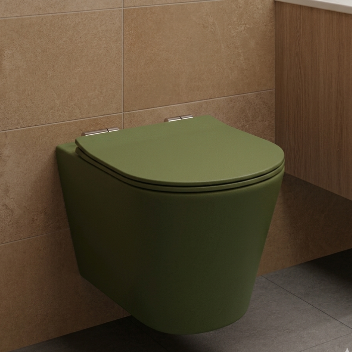 BASSINO Rimless Designer Wall-Hung Toilet Collection Green
