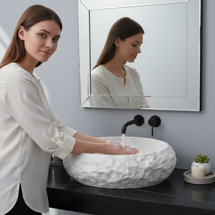 Modern Home Accent Countertop Wash Basin – Matt Artificial Stone Basin | 500×390×150 mm