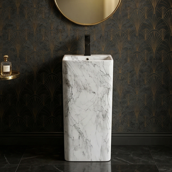 Ceramic Pedestal Wash Basin,size-16x16x32 Inch