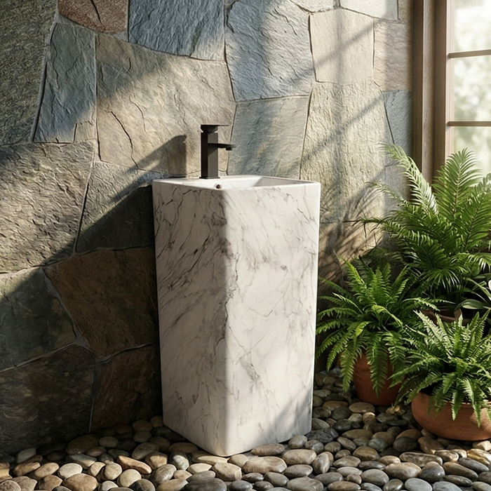 Ceramic Pedestal Wash Basin,size-16x16x32 Inch