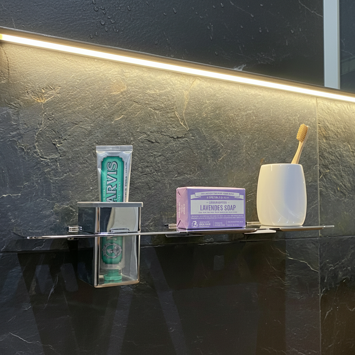 BASSINO Stylish Soap Dish & Toothbrush Tumbler For Bathroom/office/home/hotels-Brass,Glossy Finish