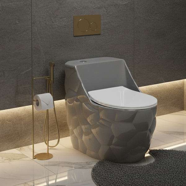 Luxury Imported One-Piece Western Toilet | Designer Floor Mounted WC | Approx. 27 × 18 × 24 Inches Multicolor