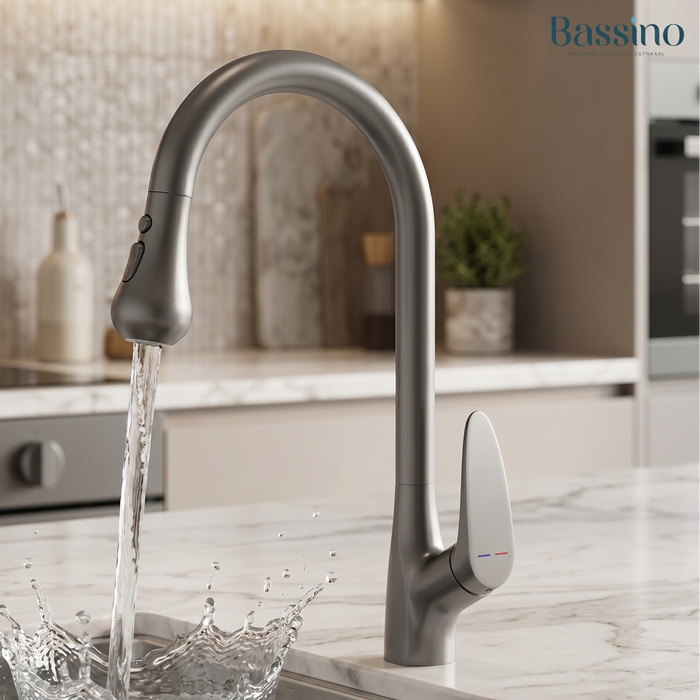 Premium 3-Function Kitchen Sink Mixer Tap – 360° Swivel | Multiple Finishes | 7-Year Warranty Gun Grey