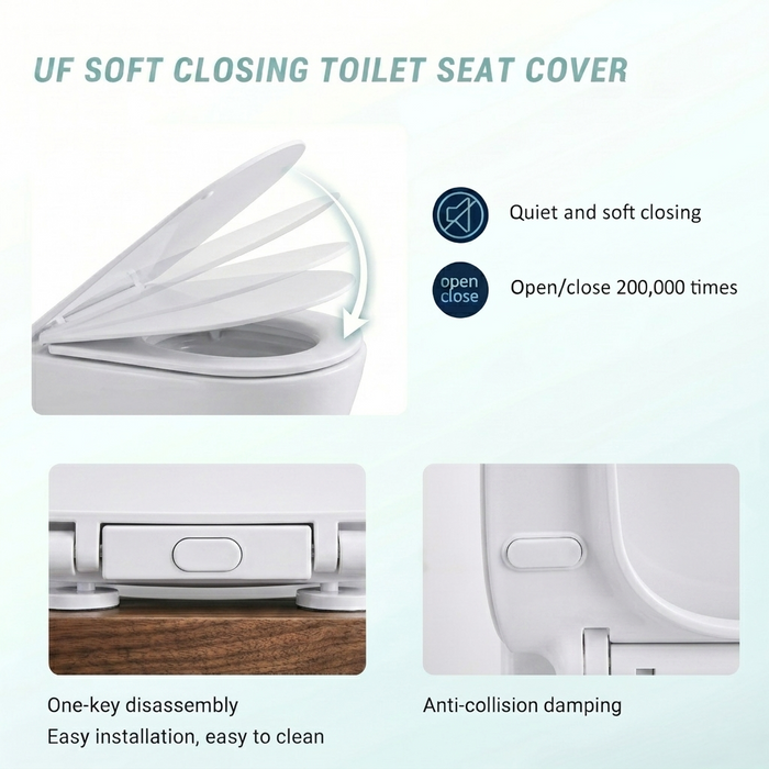 Bassino Wall Hung Rimless Toilet – White Glossy Finish with UF Seat Cover | Modern Compact WC | | 20.5 x 13.5 x 14 inches