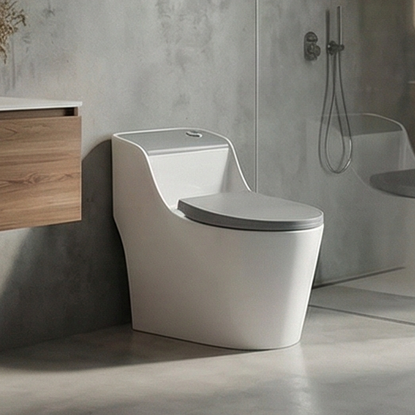 Luxury Rimless One-Piece Western Toilet | Designer Floor Mounted WC | Approx. 27 × 17 × 25 Inches White