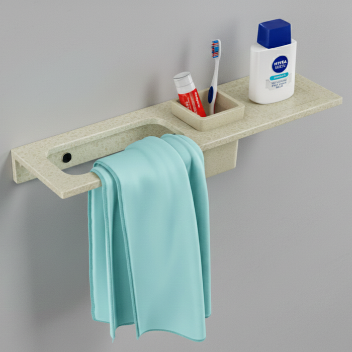 BASSINO Stylish Brush Holder With Napkin Stand Shelf For Bathroom-Glossy