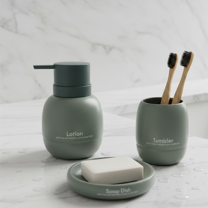 3-Piece Premium Ceramic Bathroom Accessory Set