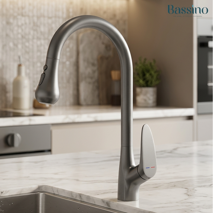 Premium 3-Function Kitchen Sink Mixer Tap – 360° Swivel | Multiple Finishes | 7-Year Warranty Gun Grey