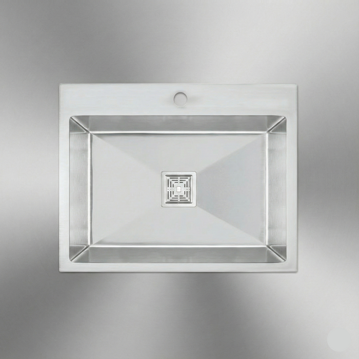 Handmade SS 304 Grade Kitchen Sink, Matte Finish, 24x18x9 In, 25 Years Warranty