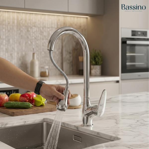 Premium 3-Function Kitchen Sink Mixer Tap – 360° Swivel | Multiple Finishes | 7-Year Warranty Silver