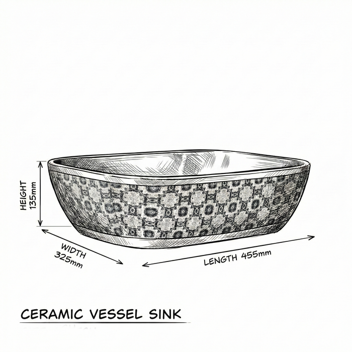 Designer Luxury Green & Gold Countertop Table Top Wash Basin |  (18" × 13" × 5" IN)