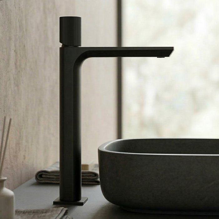 BASSINO Duke Series – Tall Heavy Basin Mixer Full Brass Faucet Black Matt