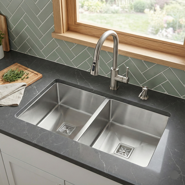 Premium SS 304 Grade Double Equal Bowl Kitchen Sink, Matte Finish, 37x18x9 In, 25 Years Warranty