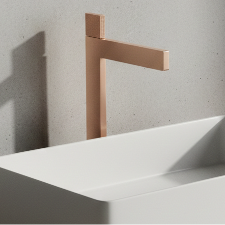 Premium Brass Tall Basin Mixer Faucet, Brushed Rose Gold Finish (Hot & Cold) NCGF-516 – 5 Years Warranty