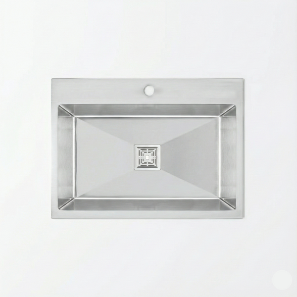 Handmade SS 304 Grade Single Bowl Kitchen Sink, Matte Finish, 30x18x9 In, 25 Years Warranty