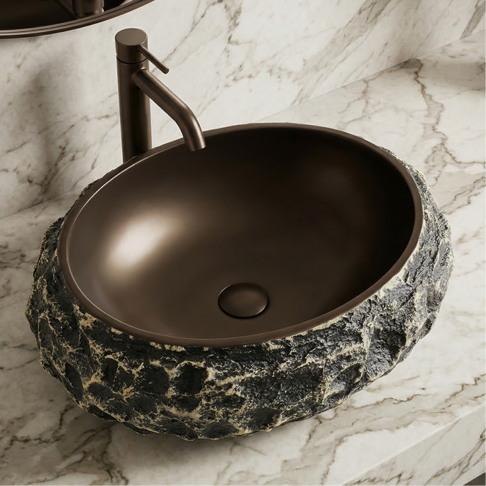 Modern Home Accent Countertop Wash Basin – Matt Artificial Stone Basin | 500×390×150 mm