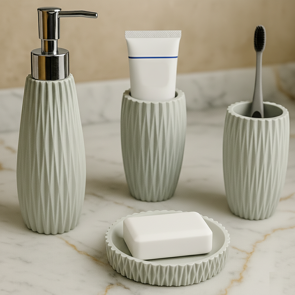 Bathroom Accessory Set 4 Piece Grey