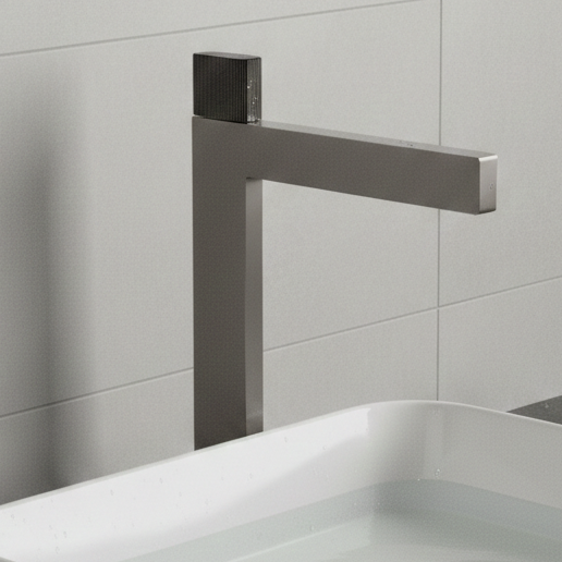 Premium Brass Tall Basin Mixer Faucet, Gun Grey Finish (Hot & Cold) – NCGF-517 – 5 Years Warranty