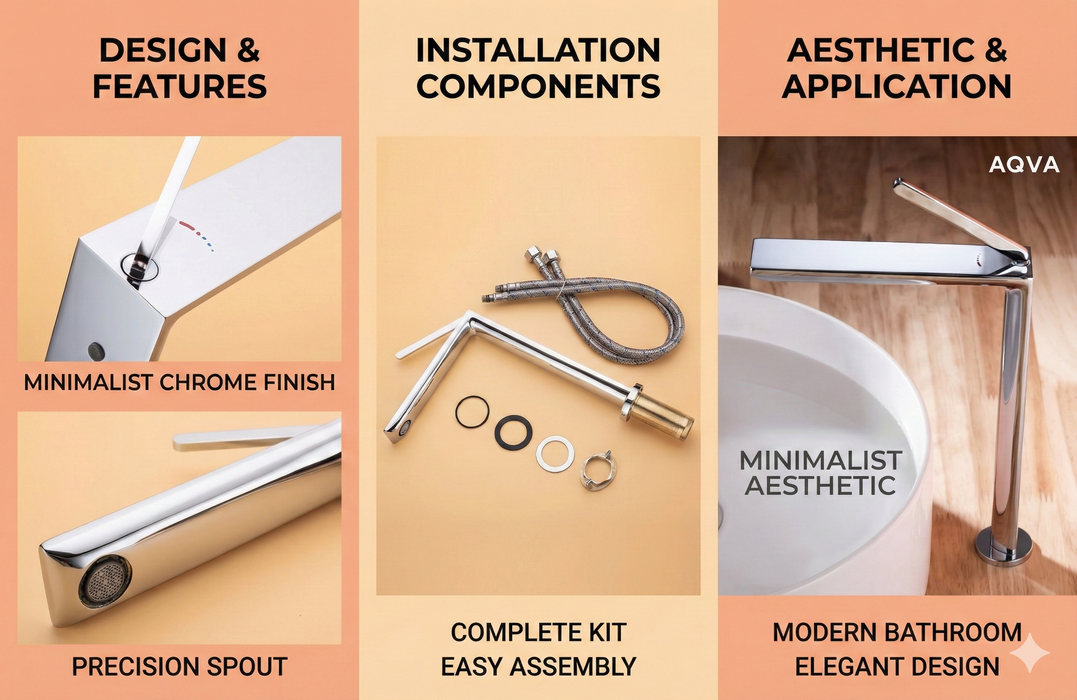 BASSINO AQVA Premium Long Body Basin Faucet Mixer | 3 Years Warranty