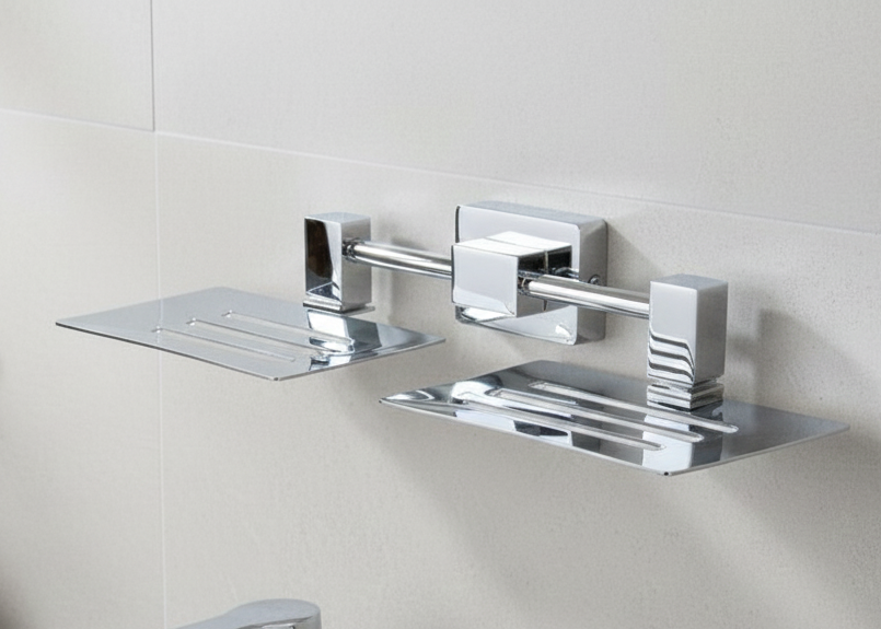 Bassino Stainless Steel Bathroom Double Soap Dish/Soap Stand/Soap Dish for Batroom/Bathroom Accessories (Chrome Finish) (Double SOAP Dish) – Made in India