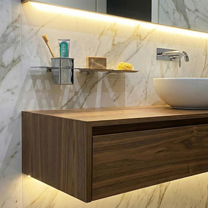 BASSINO Stylish Soap Dish & Toothbrush Tumbler For Bathroom/office/home/hotels-Brass,Glossy Finish