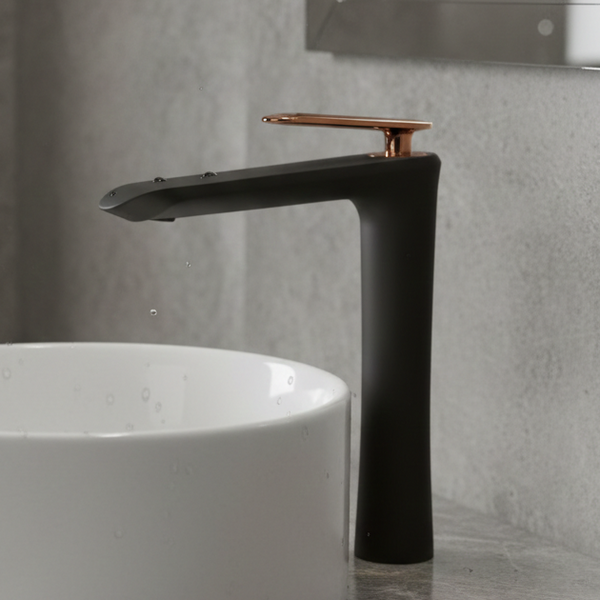 BASSINO Premium Tall Basin Mixer Faucet (Hot & Cold) | Brass Body | Deck Mounted | Luxury Finish – 5 Years Warranty Black