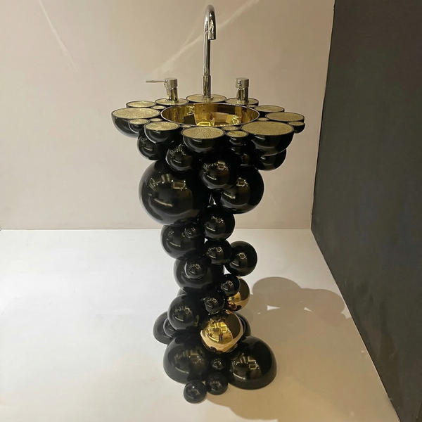 BASSINO Signature Sculptural Pedestal Basin Luxurious Washbasin Stainless Steel Ball