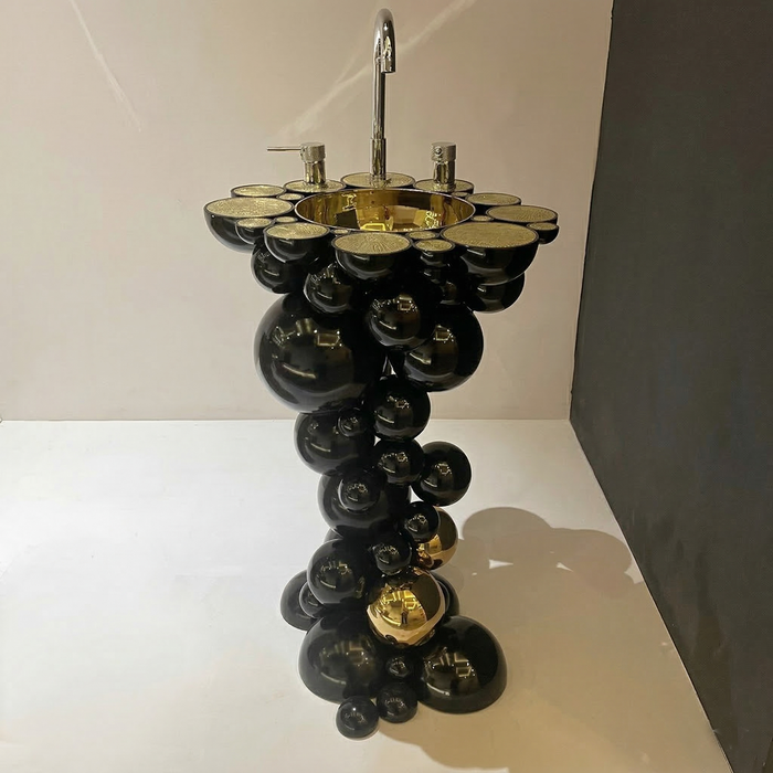 BASSINO Signature Sculptural Pedestal Basin Luxurious Washbasin Stainless Steel Ball