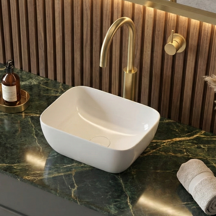 Premium Table Top Ceramic Spacious Vessel Basin (ROCKY 14") (365x280x140 mm)