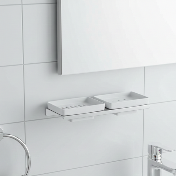 BASSINO Stylish Double Soap Dish For Bathroom-SS 304 & PTMT Material-CHROME FINISH