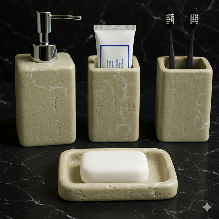 Line detailing Bathroom Accessory Set - 4 Pieces