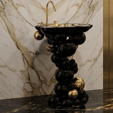 BASSINO Signature Sculptural Pedestal Basin Luxurious Washbasin Stainless Steel Ball