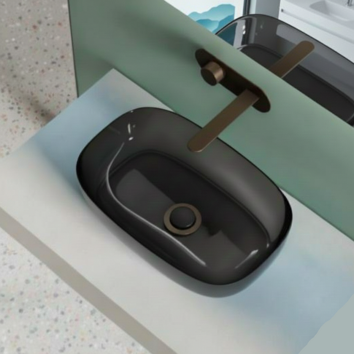 Bassino Modern Transparent Resin Wash Basin | Stylish Countertop Wash Basin for Bathroom–550x360x140 mm