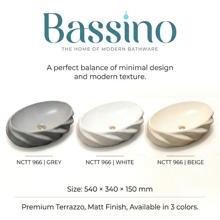 Terrazzo Matt Oval Countertop contemporary Wash Basin (21″ × 13″ × 6″ IN)