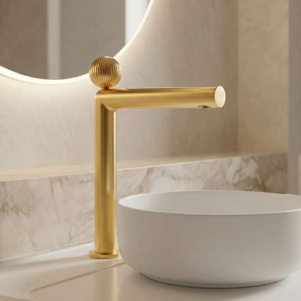 BASSINO Modern Crown Long Body Luxury Basin Faucet | 3 years Warranty Gold