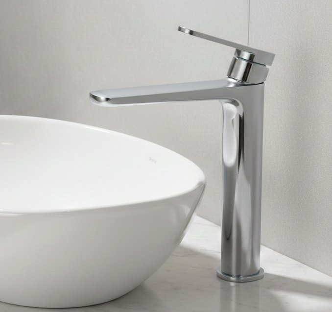 Premium Brass Tall Basin Mixer Tap – Gun Grey Finish Tall Size (NCGF 503) – 5 Years Warranty