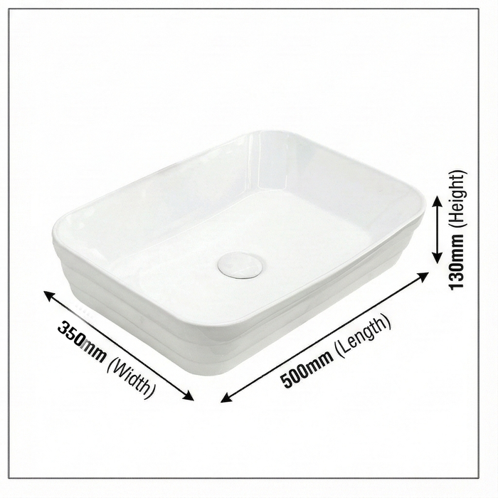 Rectangular Countertop Wash Basin | 20 × 14 × 5 Inches Designer Bathroom Sink – Glossy & Matte Finish