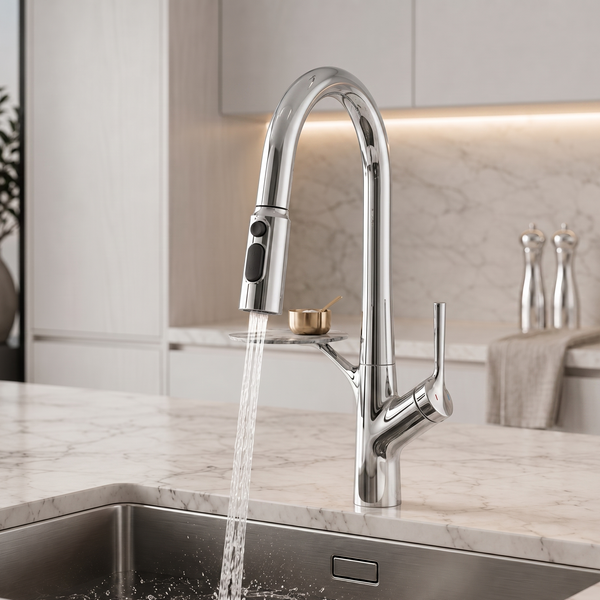 Pull-Out 3-Function Kitchen Sink Mixer Tap | 360° Swivel | Multi-Flow | 4 Finishes | 7-Year Warranty Silver