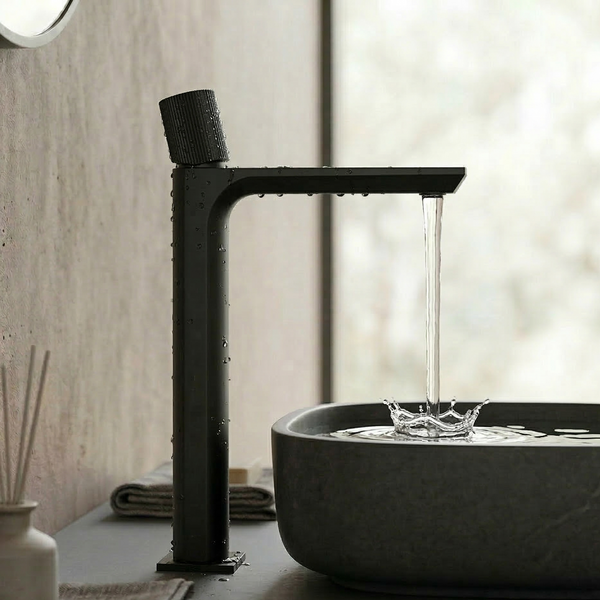 BASSINO Duke Series – Tall Heavy Basin Mixer Full Brass Faucet Black Matt
