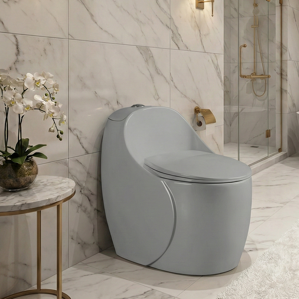 Luxury Imported One-Piece Western Toilet | Designer Floor Mounted WC | Approx. 23 × 17 × 25 Inches Grey