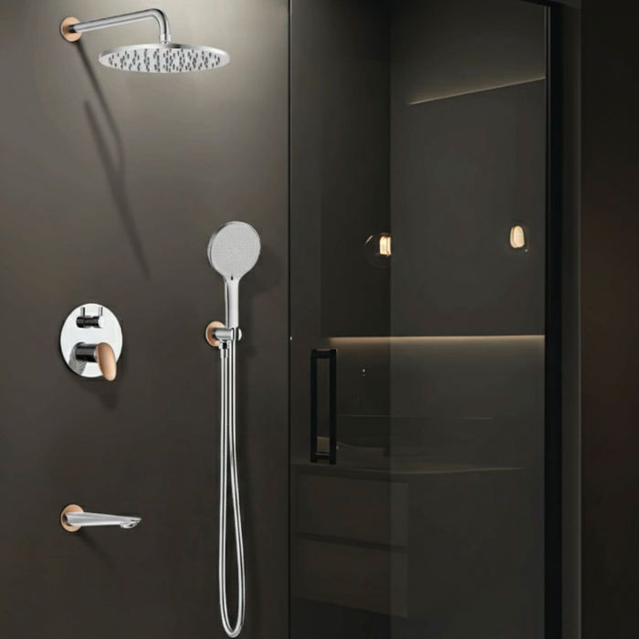 BASSINO Luxury Concealed Shower Set | Overhead Rain Shower with Hand Shower & Spout- 5 Years Warranty