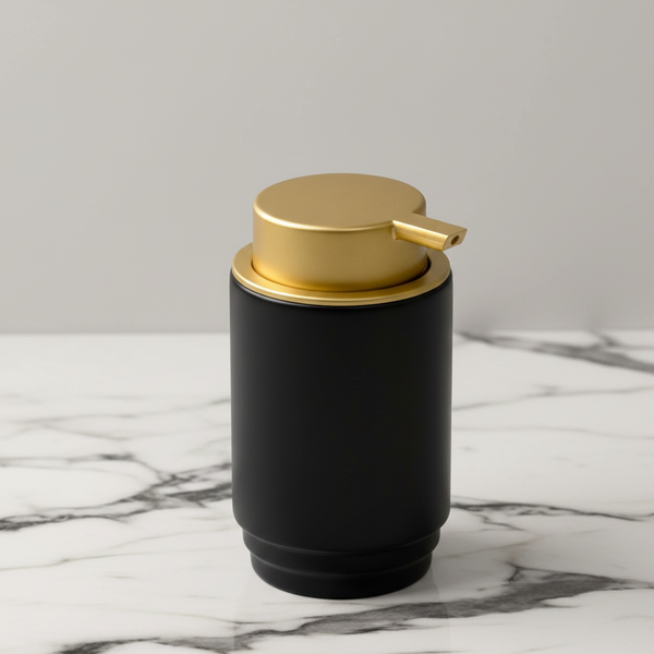Premium Ceramic Liquid Soap Dispenser, Gold Pump Black