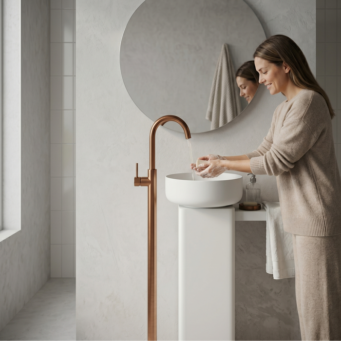 Bassino Free Standing Basin Mixer Tap –  Floor Mounted Faucet for Pedestal Basins